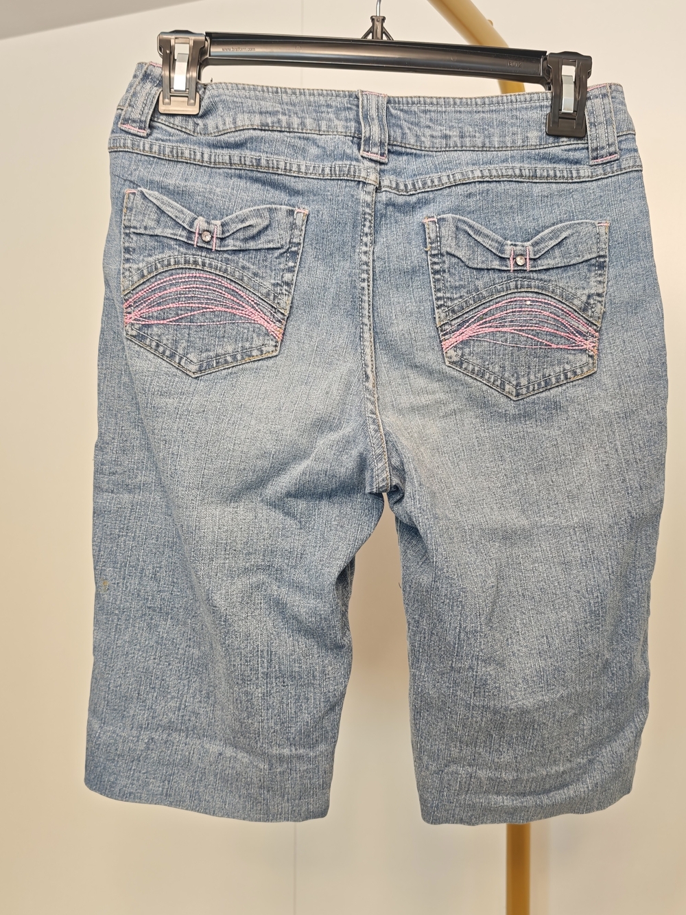 Cato Light Blue Denim Bermuda Shorts with Pink Stitching